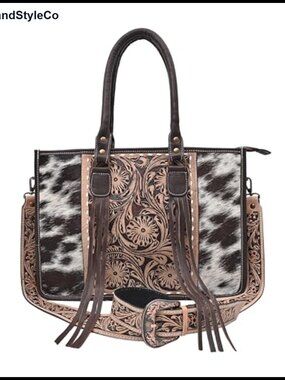 Genuine Cowhide Leather Handbag Adjustable Detachable Strap Messenger Purse